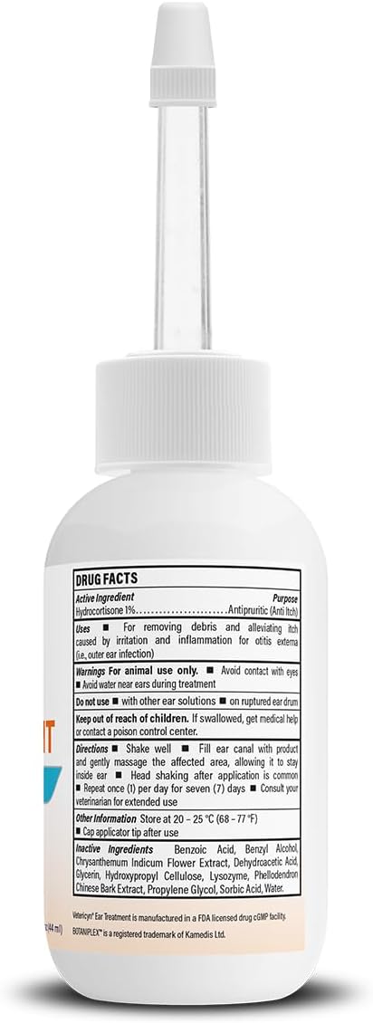 Vetericyn Triple-Action Dog Ear Treatment, Ear Drops with 1% Hydrocortisone 1.5oz