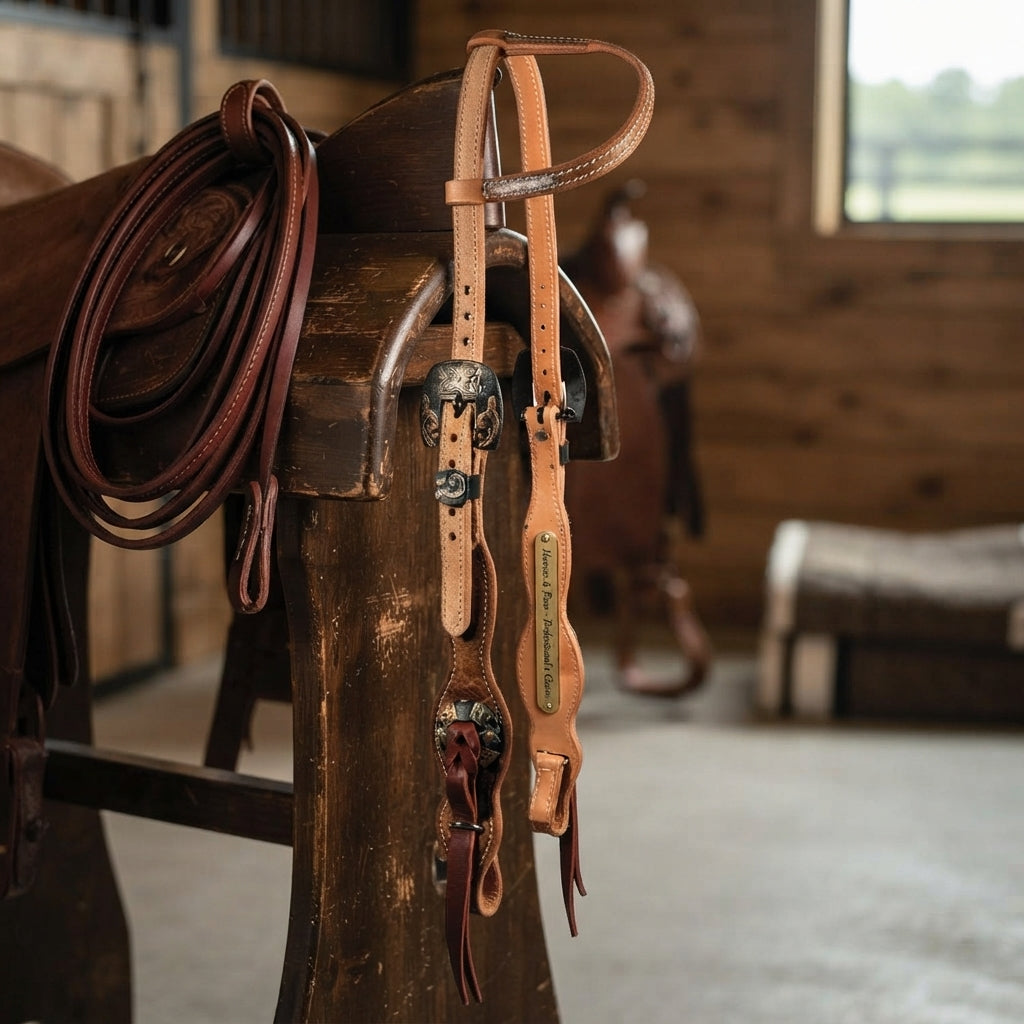 Lifestyle photo of Professional's Choice Quick-Change One-Ear Headstall - Roughout