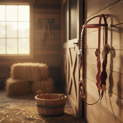 Western One Ear Leather Headstall - Burgundy Roughout with Tassels & Quick Change Bit Ends