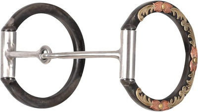 Classic Equine Floral Scroll D-Ring Bit - Thin Smooth Bar Snaffle