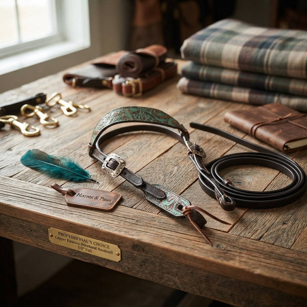 Lifestyle photo of Professional's Choice Copper Emerald Browband Headstall 5/8" Full