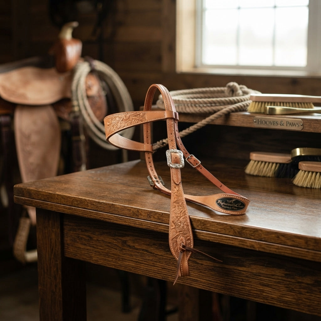 Lifestyle photo of Professional's Choice Floral Tooled Browband Headstall