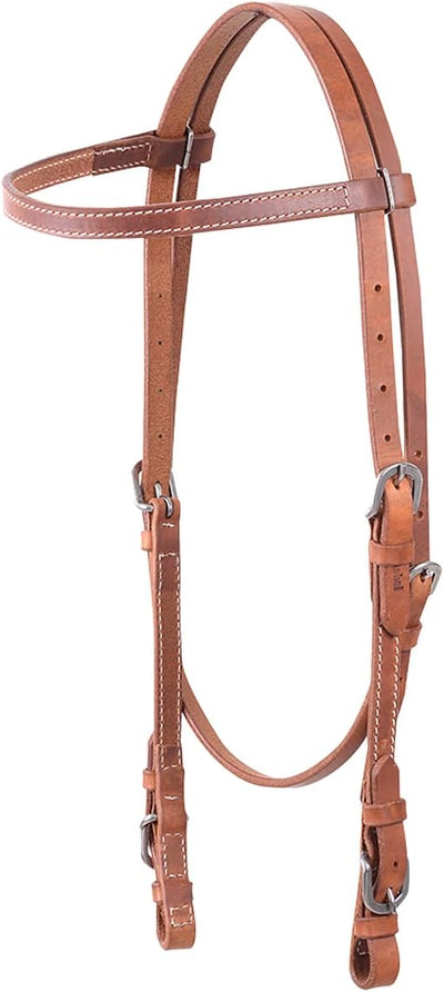 Cashel Stitched Harness Leather Browband Headstall with Buckle Ends - Classic Western Tack