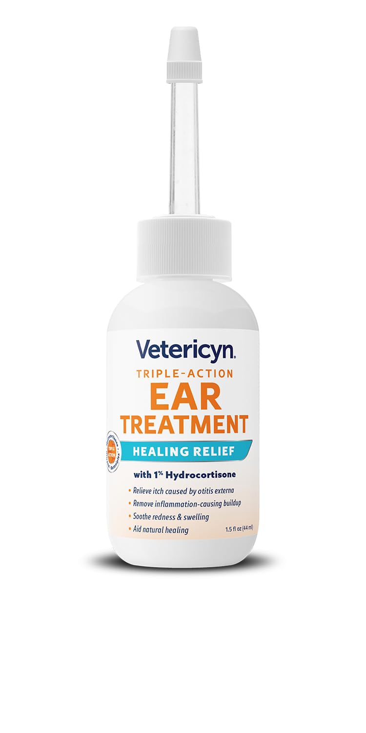 Vetericyn Triple-Action Dog Ear Treatment, Ear Drops with 1% Hydrocortisone 1.5oz