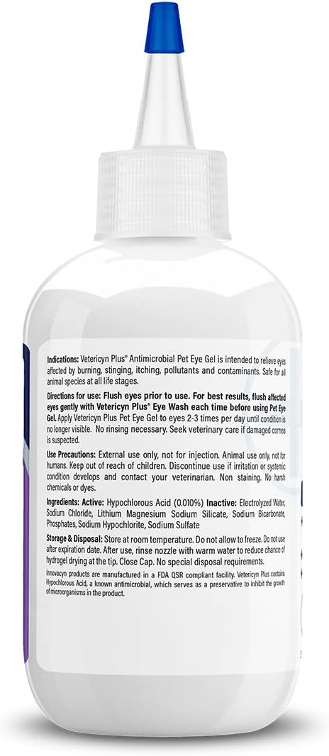Vetericyn Plus Pet Eye Gel for Dogs & Cats, Lubricating Dog Eye Gel, 3 oz