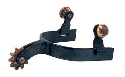 Children's Black Steel All-Purpose Spurs - 1-3/8" Shank, 10 Point Rowel - Pair