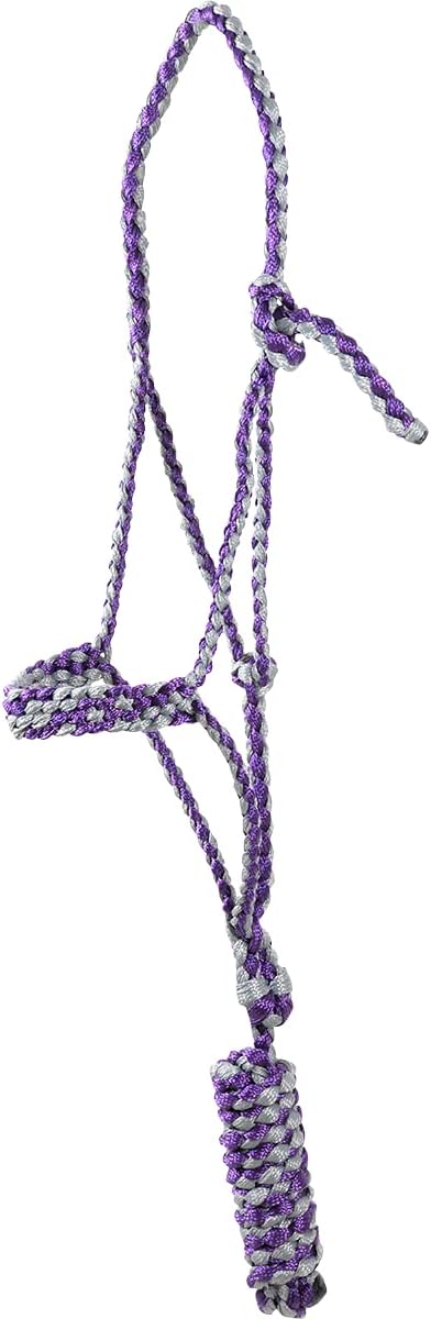 Classic Equine Flat Braid Halter and Leadrope, Purple - Grey (Sell out) - Hooves and Paws