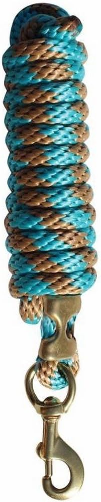 Professional's Choice Poly Cotton Horse Lead Rope - 10 ft Tan/Turquoise