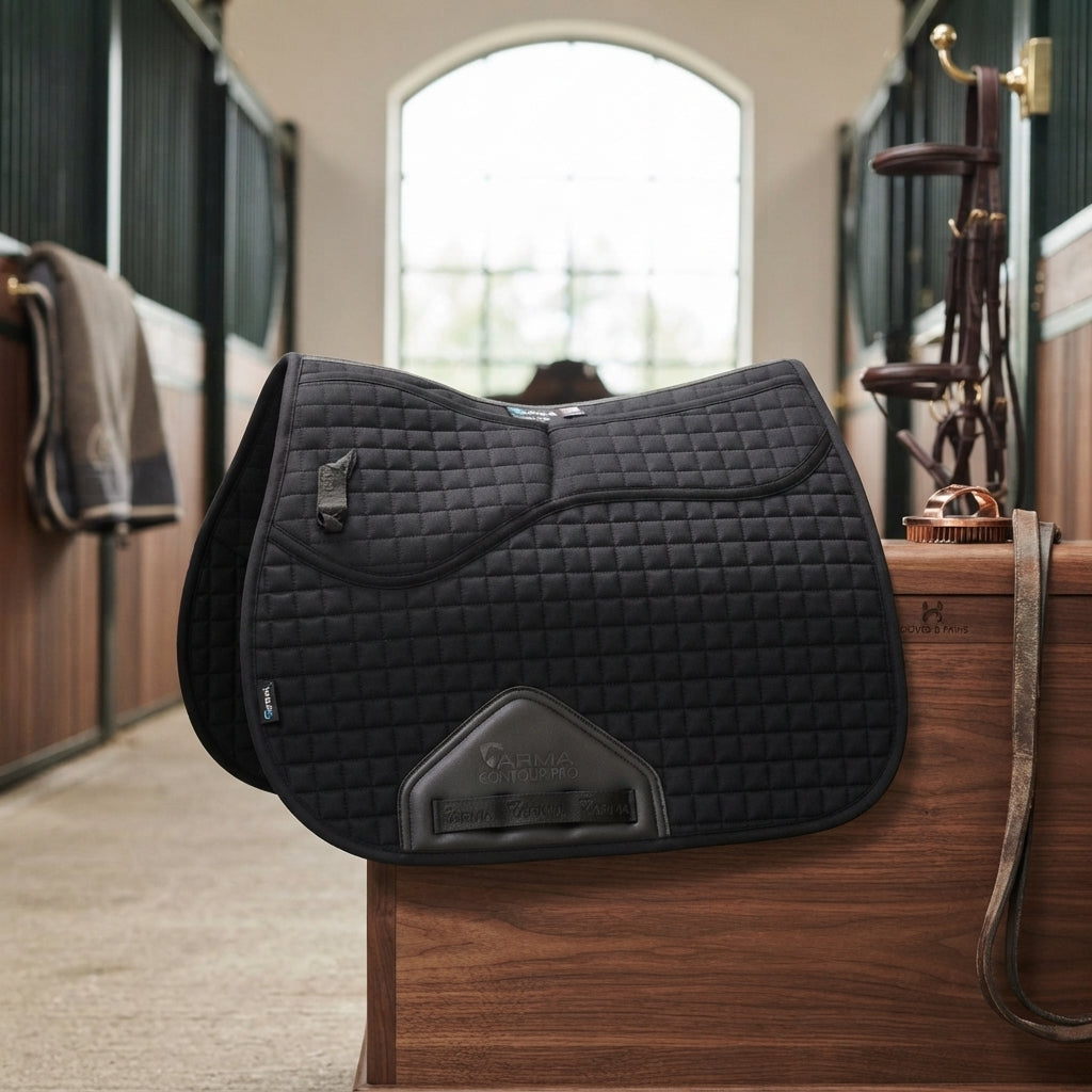 Lifestyle photo of Shires ARMA Corrective Saddlecloth - Premium Equestrian Correction Pad for Improved Saddle Fit