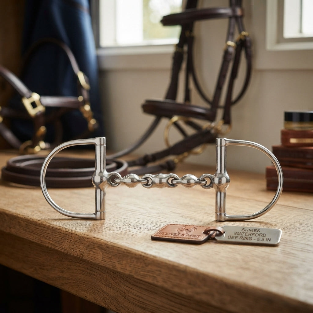 Lifestyle photo of Shires Waterford Dee Ring Snaffle Bit - Stainless Steel - Multiple Sizes