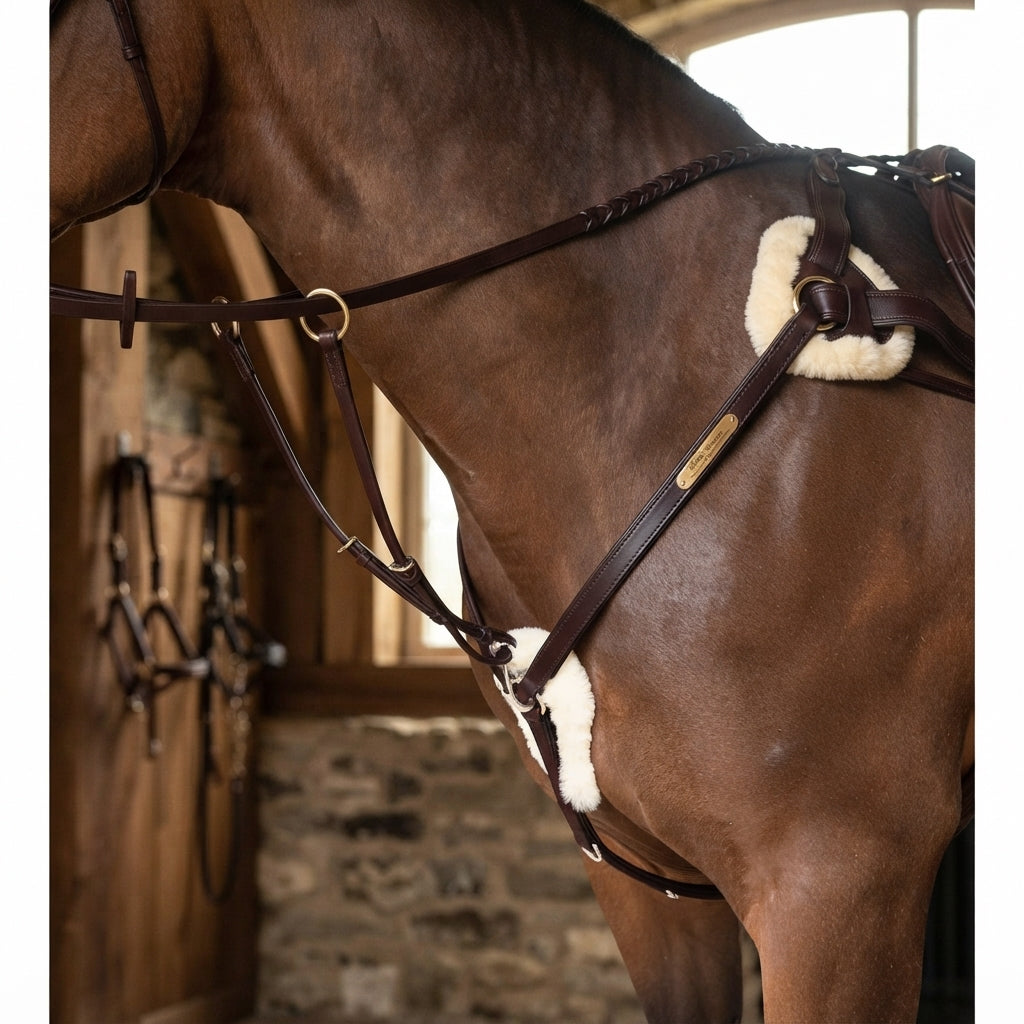 Lifestyle photo of Shires Rossano Five Point Leather Breastplate - Premium Equestrian Horse Tack