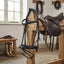 Lifestyle photo of Shires Velociti Dressage Bridle with Flash - Black Leather Equestrian Horse Bridle
