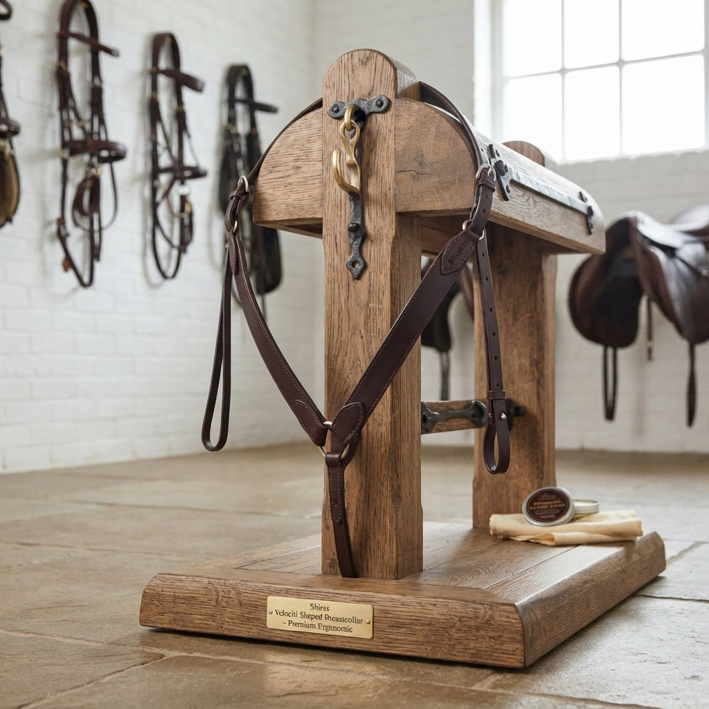 Lifestyle photo of Shires Velociti Shaped Breastcollar - Premium Ergonomic Leather Horse Breastplate