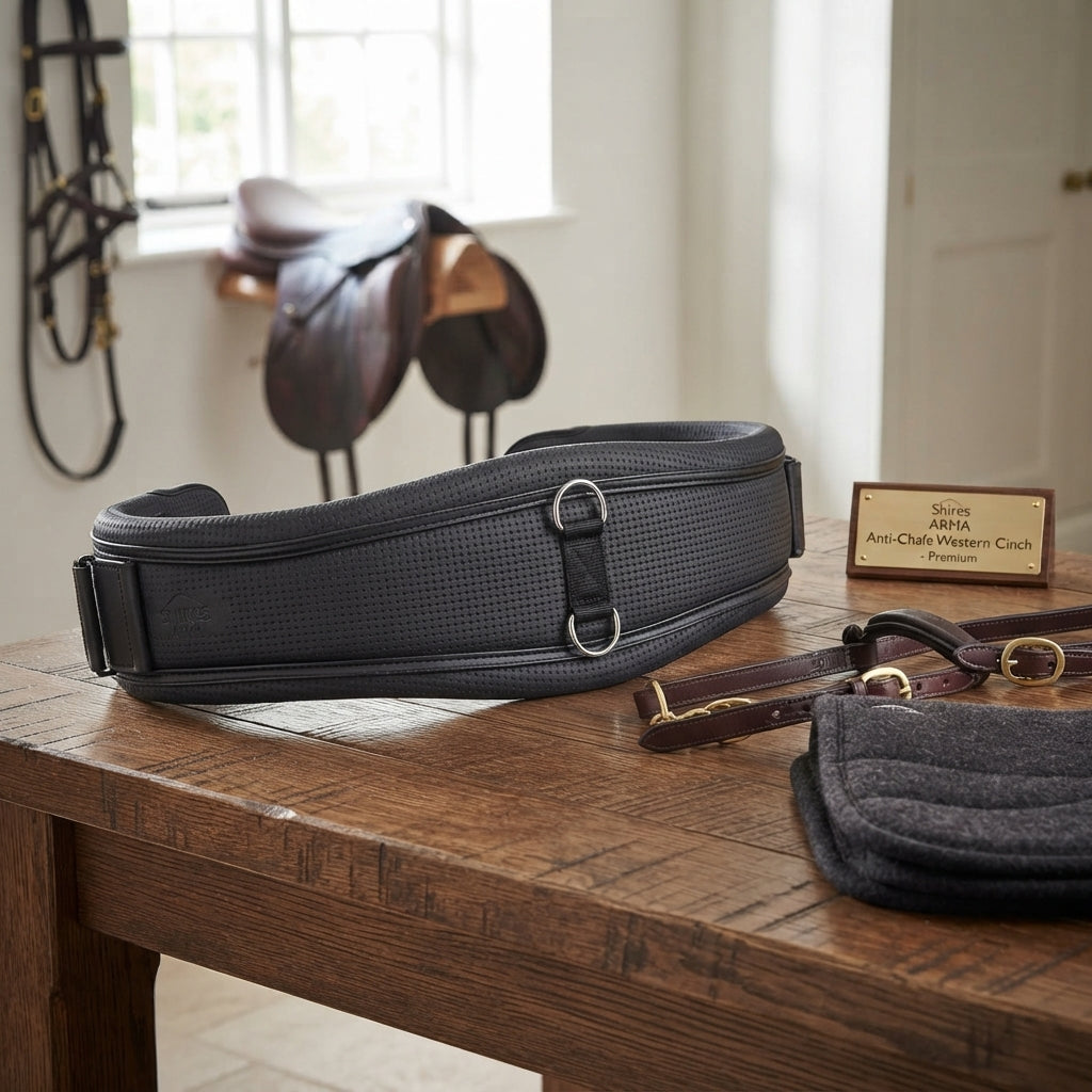 Lifestyle photo of Shires ARMA Anti-Chafe Western Cinch - Premium Breathable Padded Equestrian Horse Girth