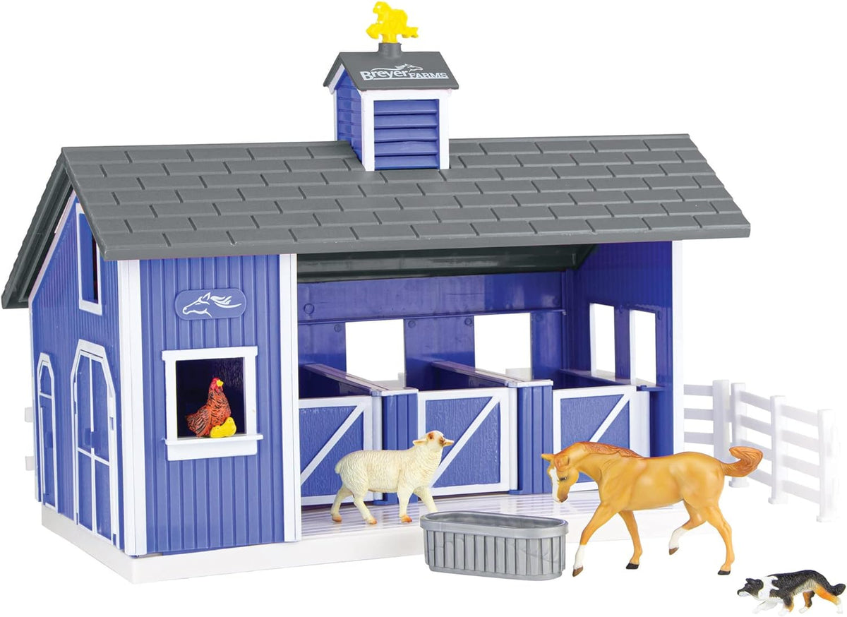 Breyer Horses Breyer Farms Home at The Barn Playset | 10 Piece Playset | 1 Stablemates Horses Included | 15" L x 4" W x 10" H | 1:32 Scale | Model 59241