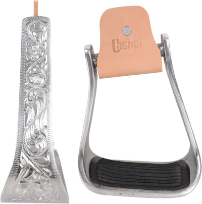 Cashel Engraved Slanted Stirrups - 2.5" Aluminum Offset Design for Knee Comfort