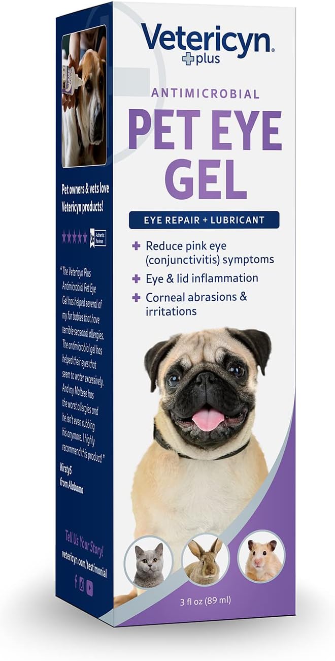 Vetericyn Plus Pet Eye Gel for Dogs & Cats, Lubricating Dog Eye Gel, 3 oz