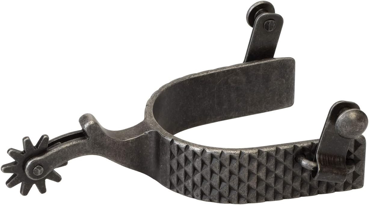 Weaver Leather Black Rasp Spurs for Men - 2" Shank, 10-Point Rowel