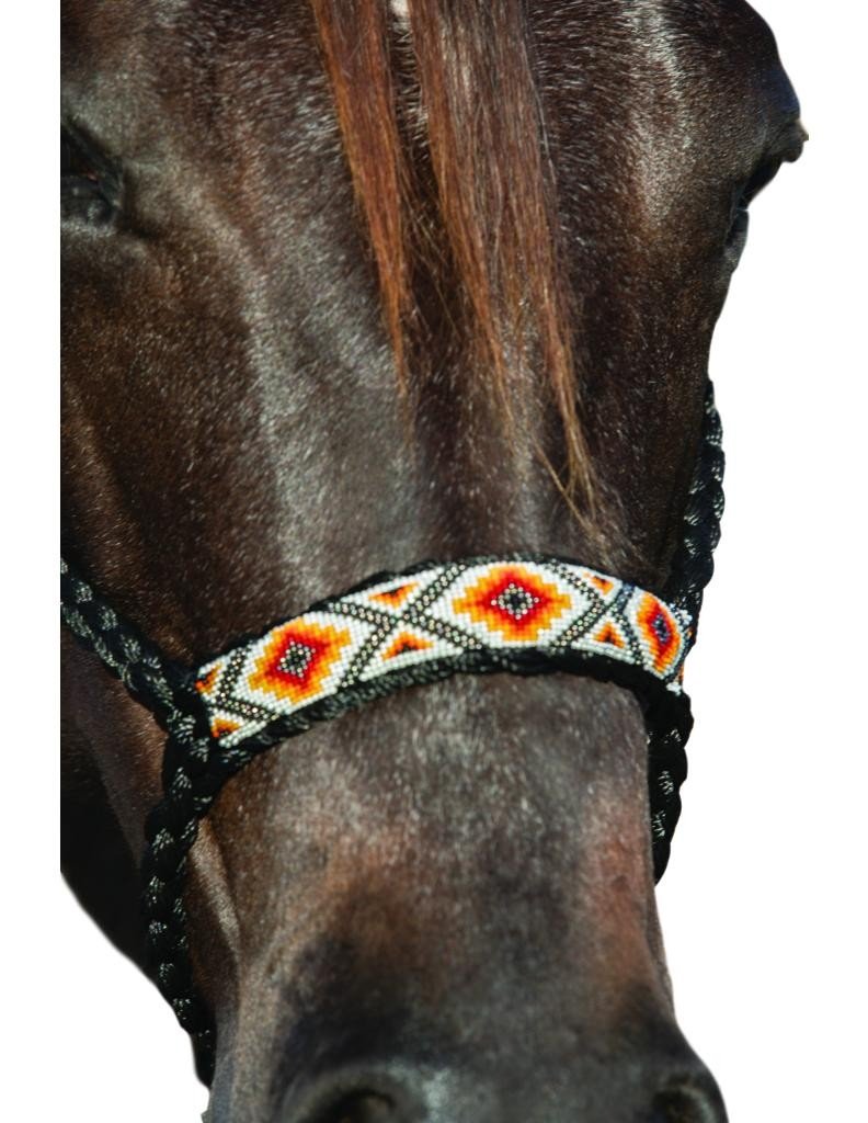 Professional's Choice Braided Rope Cowboy Halter with Lead - Comfortable Flat Nose Design