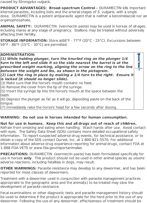 durvet Duramectin Ivermectin Paste 1.87% for Horses, 0.21 oz (Pack of 2)