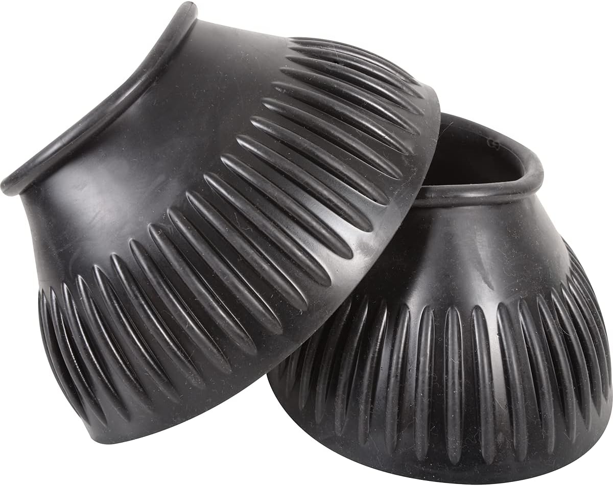 Classic Equine Rubber Pull-On Bell Boots - Black - Hoof Protection