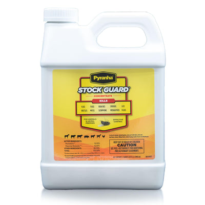 PYRANHA Stock Guard Concentrate - Fly Control for Livestock, Barns, and Poultry - 64 Oz