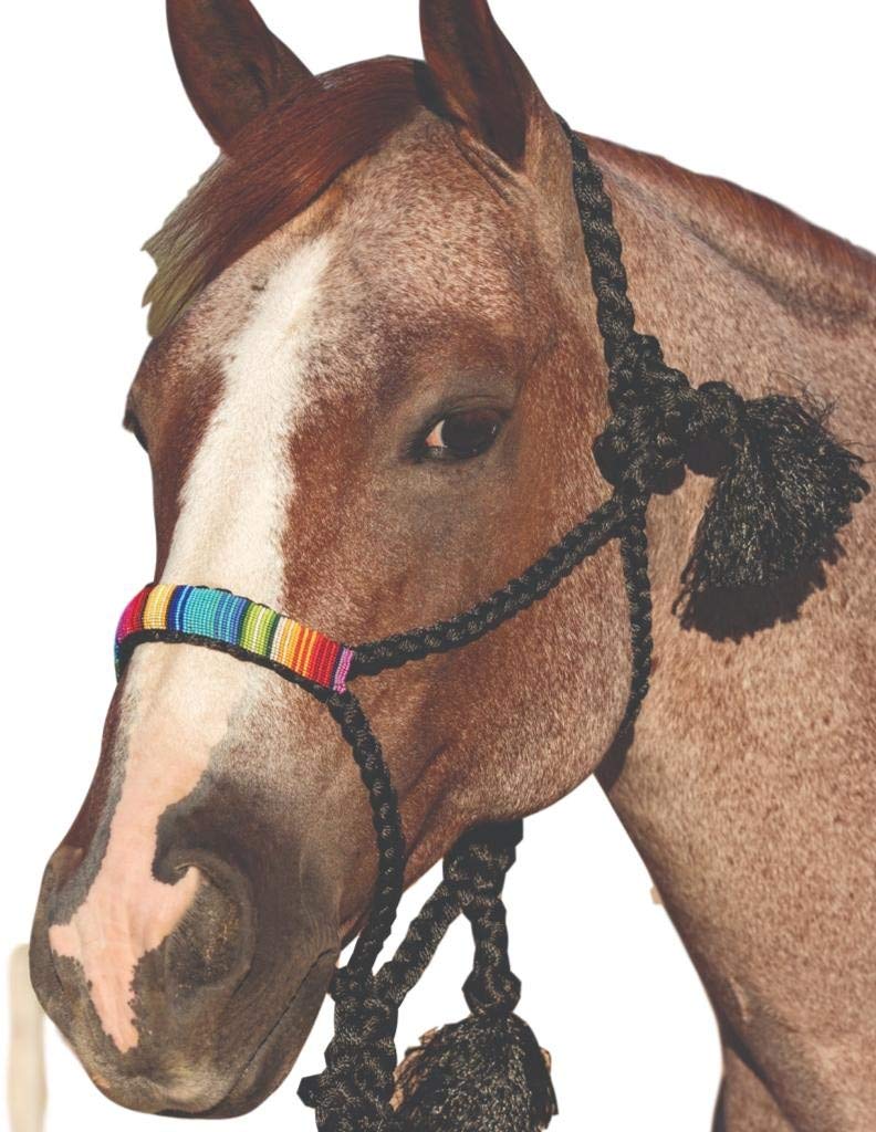 Professional's Choice Braided Rope Cowboy Halter with Lead - Comfortable Flat Nose Design