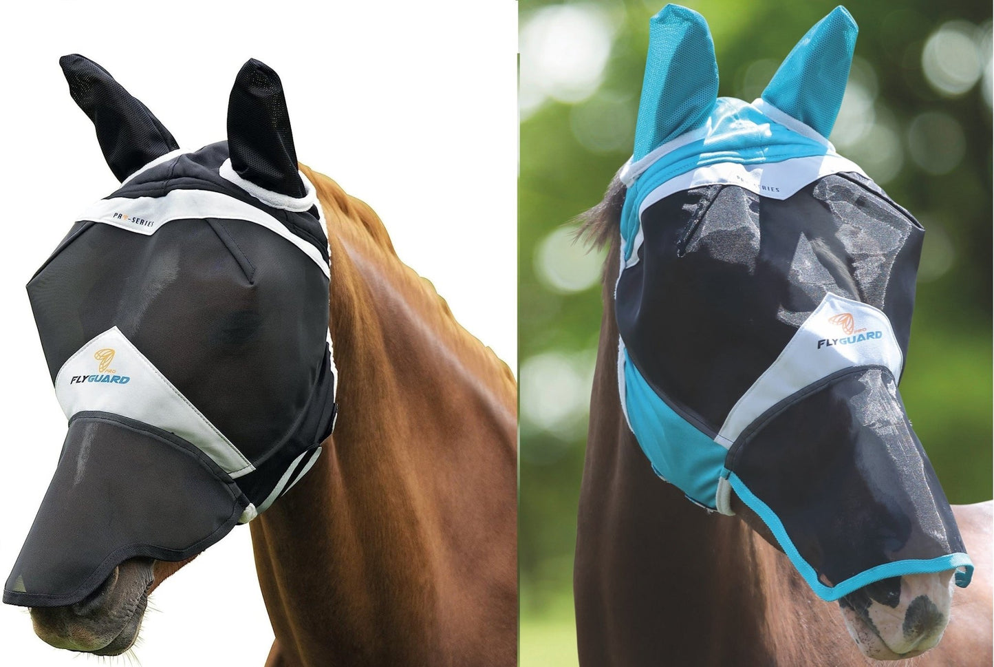 Shires Fine Mesh Horse Equine Fly Mask With Ears And Nose 60% UV Protection - Hooves and Paws