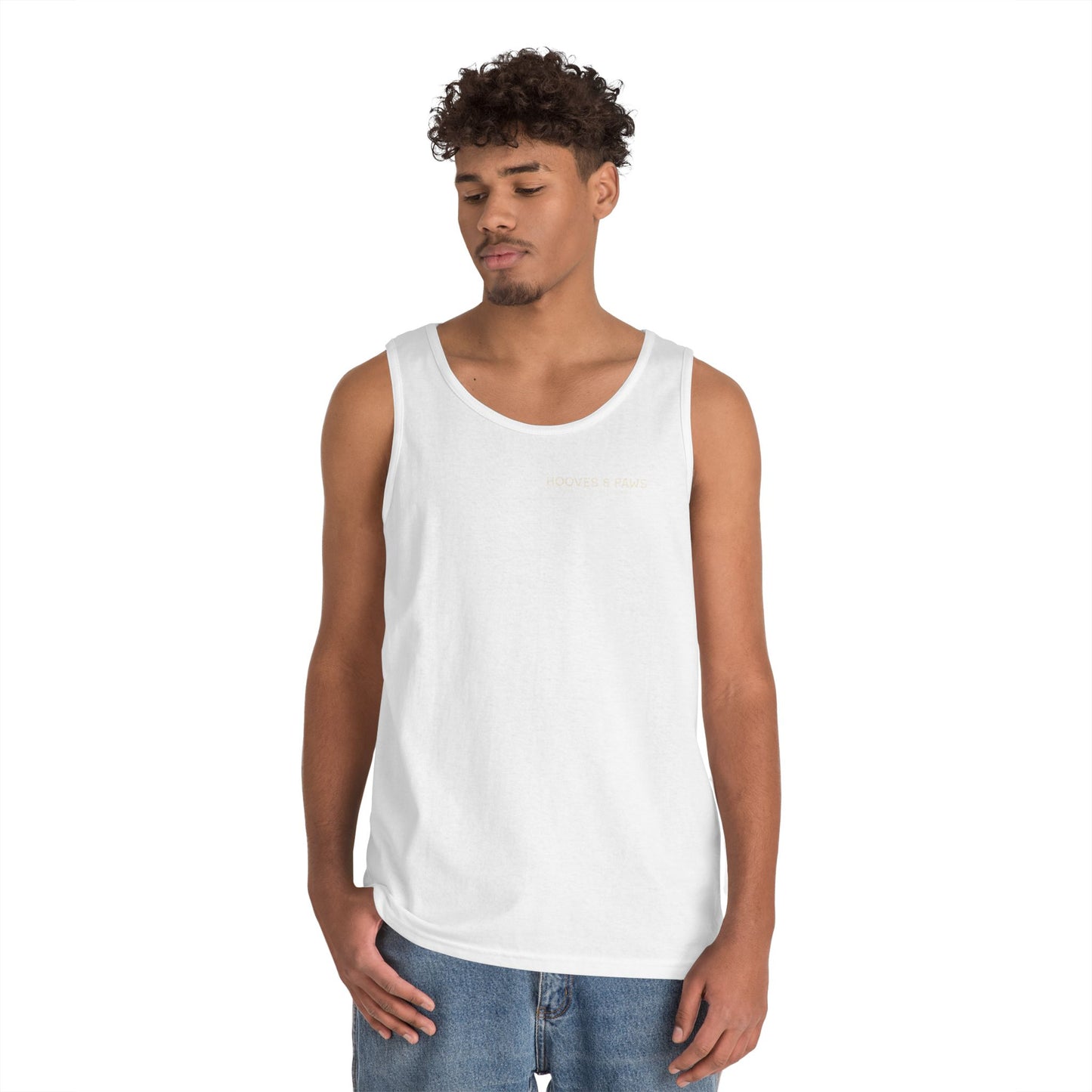 Printify Minimal Gold Monogram Back Logo Tank Top - 100% Cotton, 5.3 oz Weight