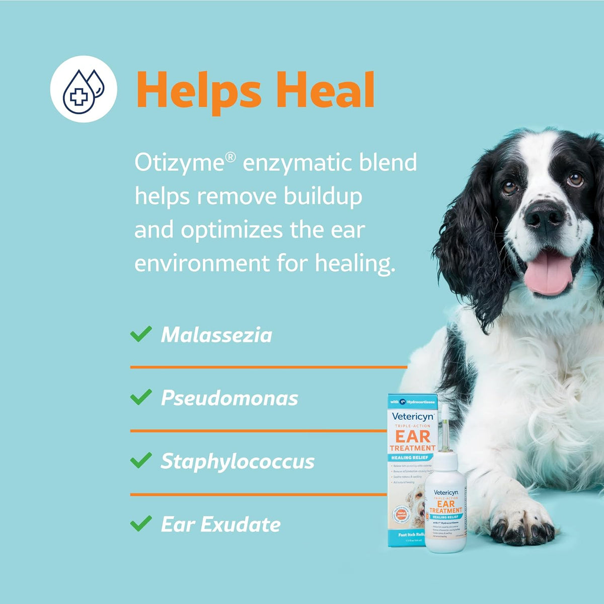 Vetericyn Triple-Action Dog Ear Treatment, Ear Drops with 1% Hydrocortisone 1.5oz