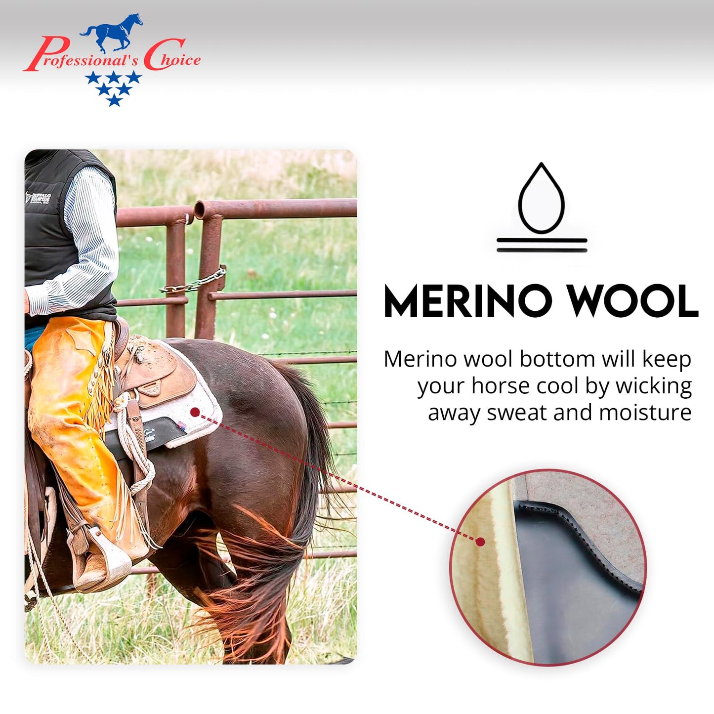 Professional's Choice Cowboy Air Ride Saddle Pad | Contoured Back Shock-Absorbing Breathable Moisture-Wicking Wool Felt Western Horse Riding Saddle Pad