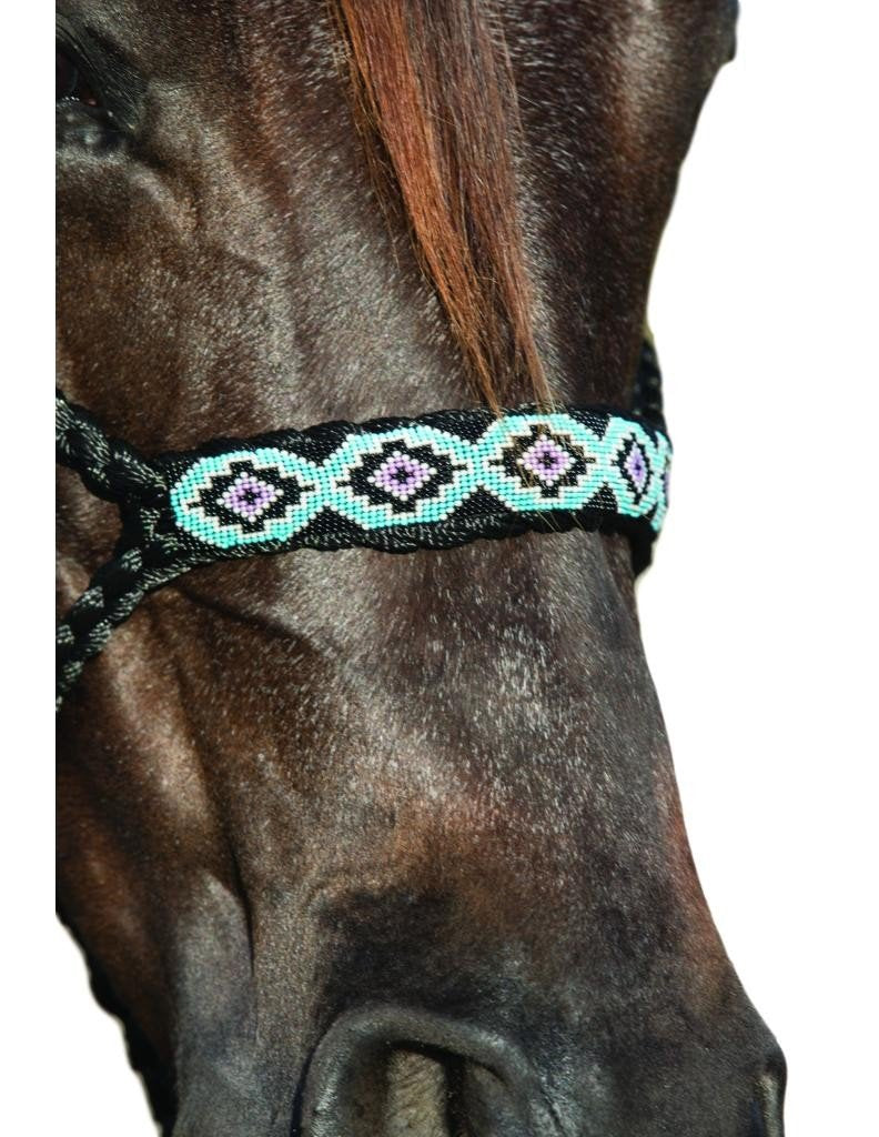 Professional's Choice Braided Rope Cowboy Halter with Lead - Comfortable Flat Nose Design