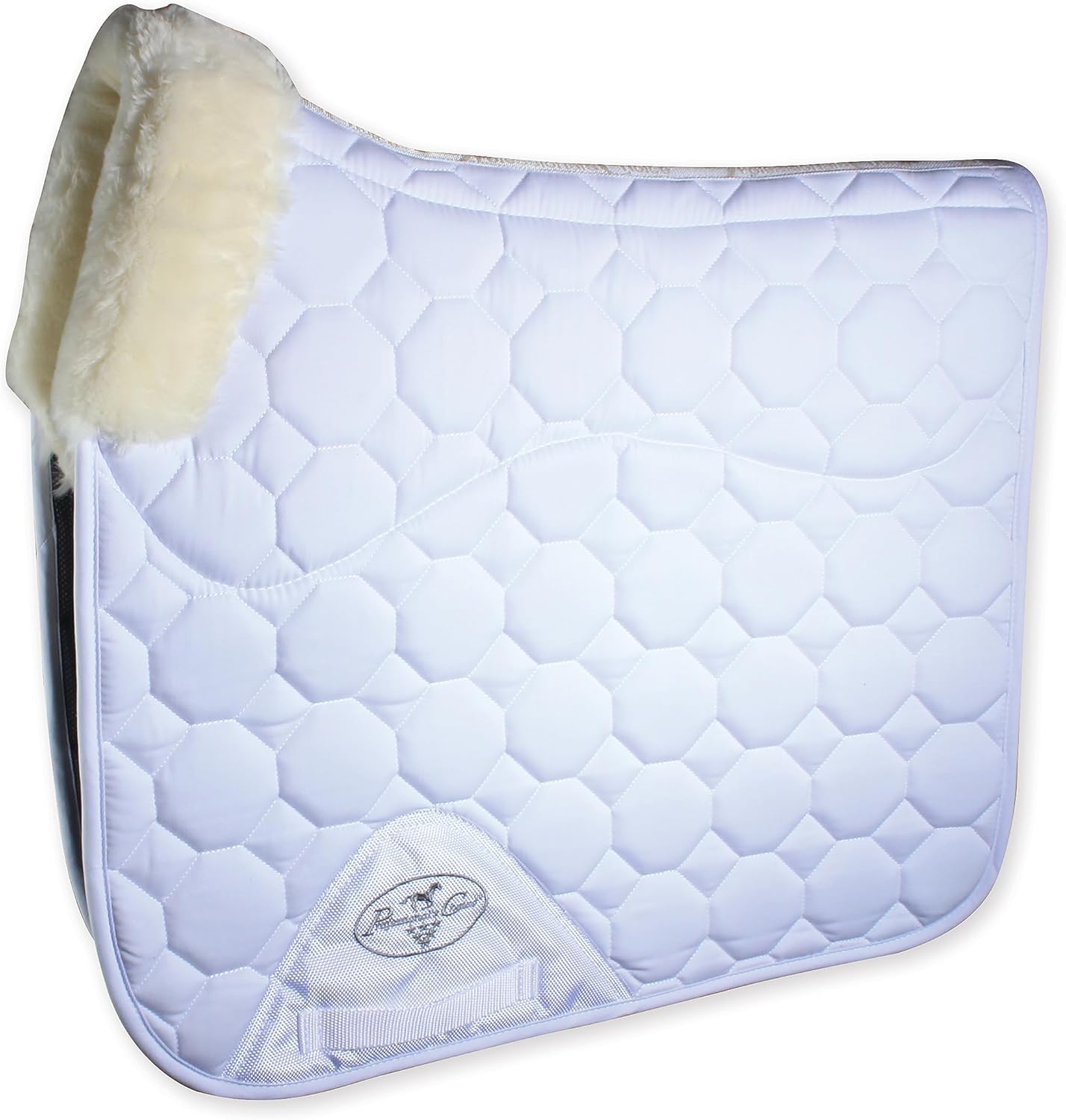 Professional's Choice VenTECH Dressage Saddle Pad with Faux Shearling Lining and Webbed D-Ring Straps | Universal Size | White