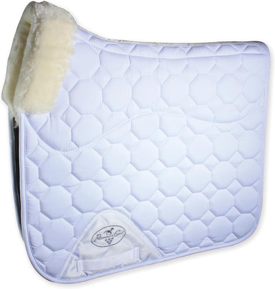 Professional's Choice VenTECH Dressage Saddle Pad with Faux Shearling Lining and Webbed D-Ring Straps | Universal Size | White