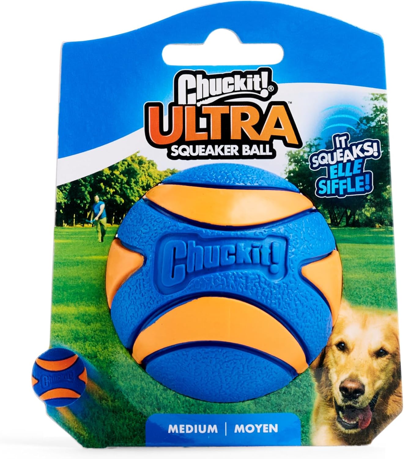 Chuckit! Ultra Squeaker Dog Ball, Fetch Toy, Medium, 1 Pack (Sell out)