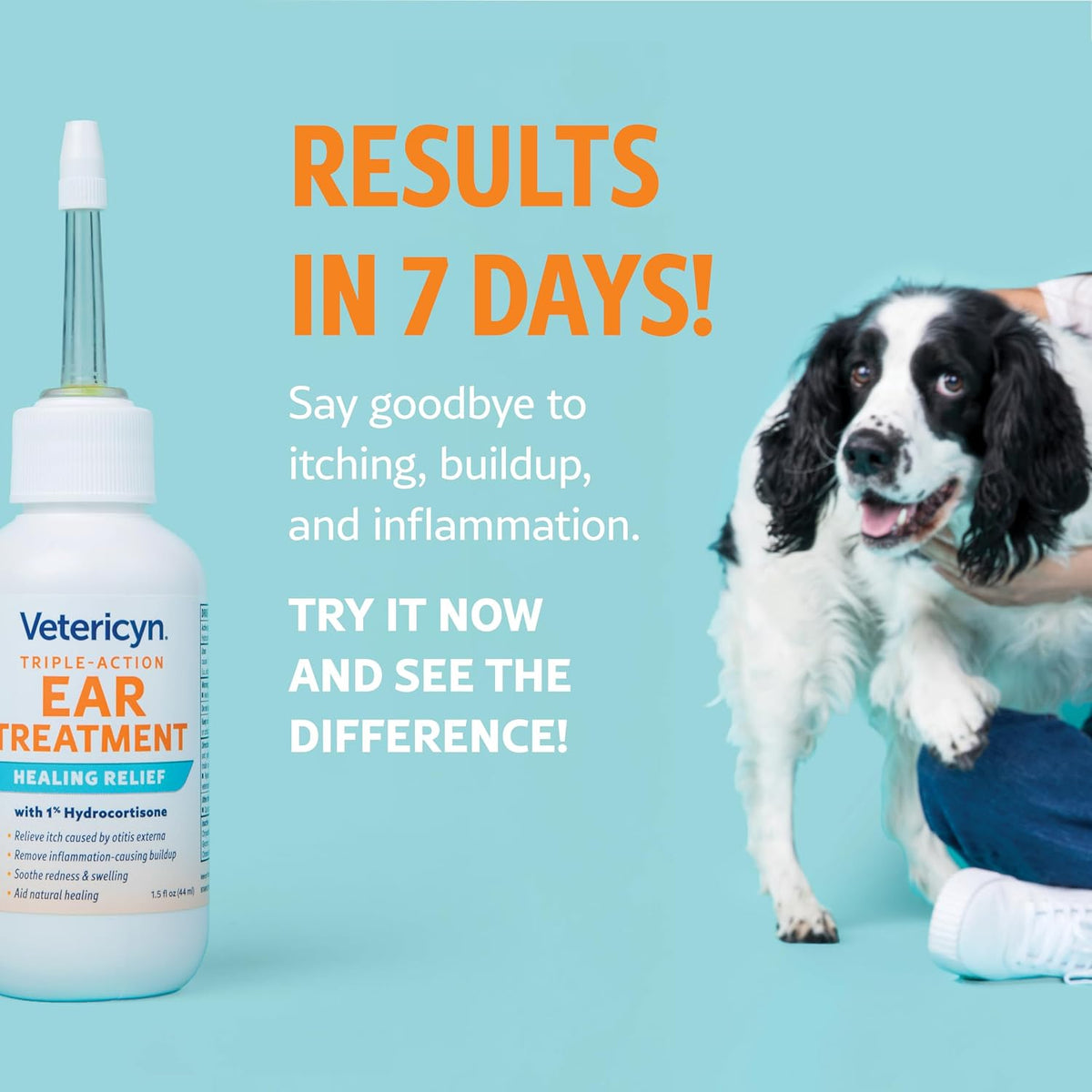 Vetericyn Triple-Action Dog Ear Treatment, Ear Drops with 1% Hydrocortisone 1.5oz