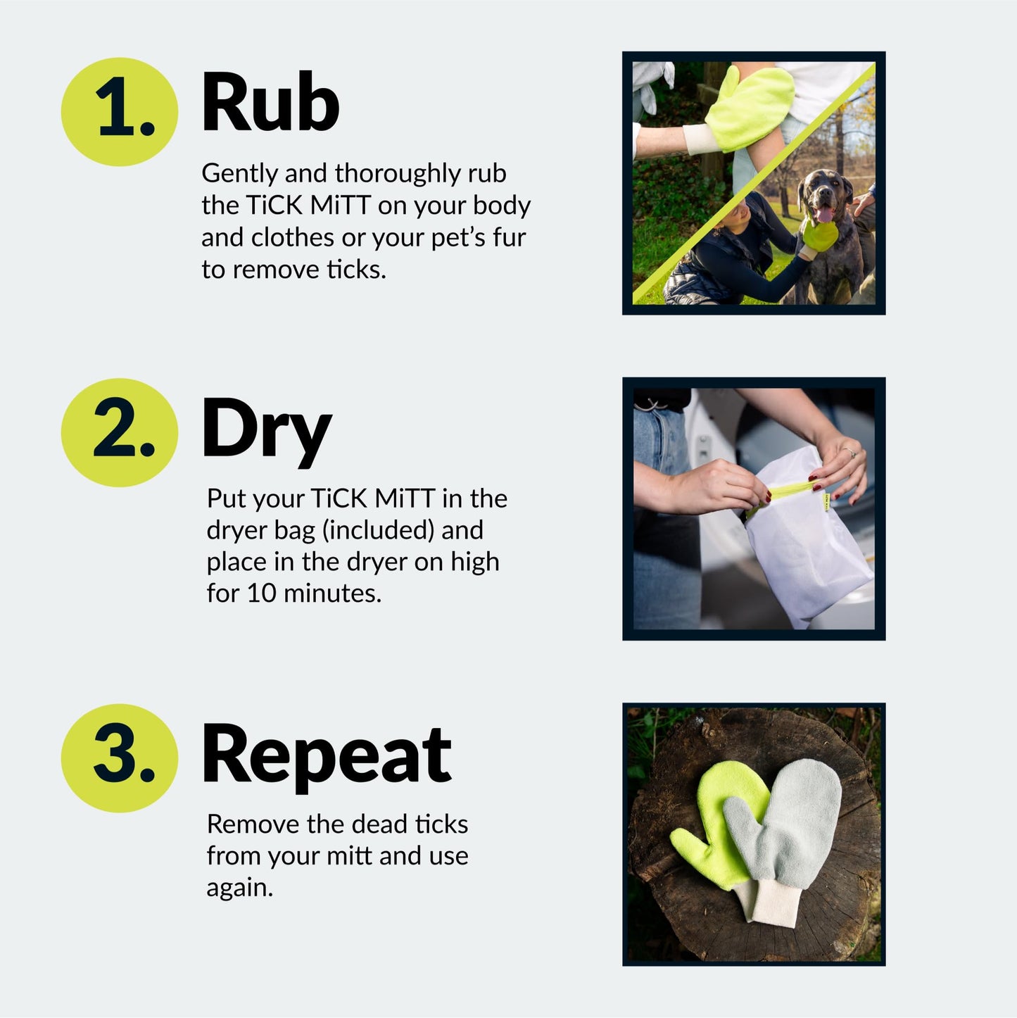TiCK MiTT Tick Removal Glove for Humans & Pets - Safely Remove Ticks Effortlessly, Chemical-Free, Durable, Portable Tick Management Tool for Outdoor Adventures & Everyday Use | Safely Remove Ticks Effortlessly, Chemical-Free, Durable, Portable Tick