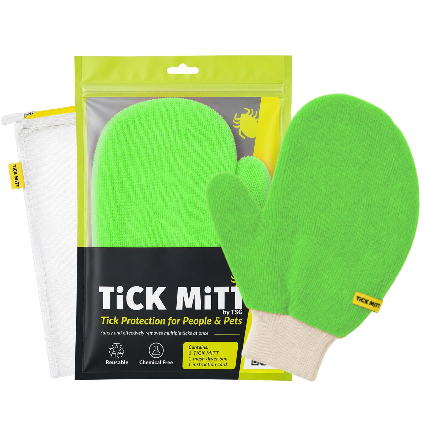 TiCK MiTT Tick Removal Glove for Humans & Pets - Safely Remove Ticks Effortlessly, Chemical-Free, Durable, Portable Tick Management Tool for Outdoor Adventures & Everyday Use | Safely Remove Ticks Effortlessly, Chemical-Free, Durable, Portable Tick