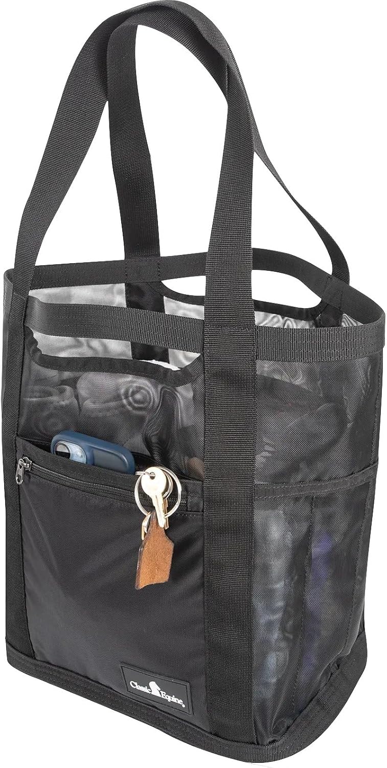 Classic Equine Arena Ready Gear Bag - 18.5" x 14" x 7" Ventilated Mesh Boot Tote & Ringside Tack Organizer with 6 Pockets