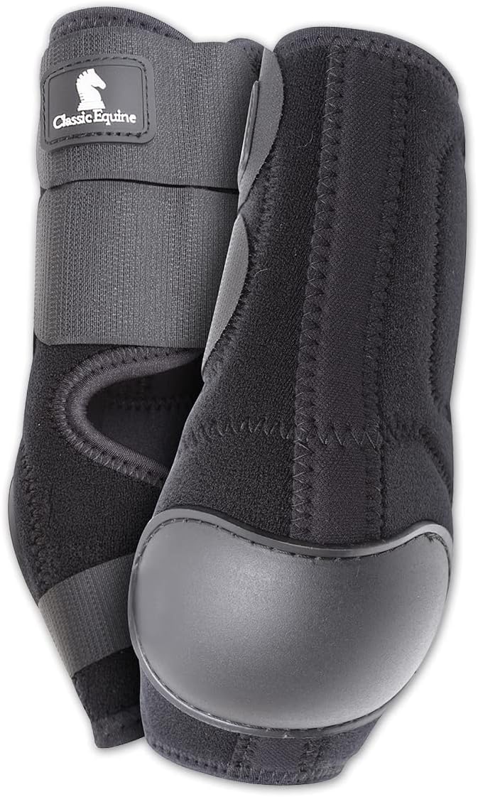 Classic Equine Men's Skid Boots - Black Neoprene Horse Leg Protection