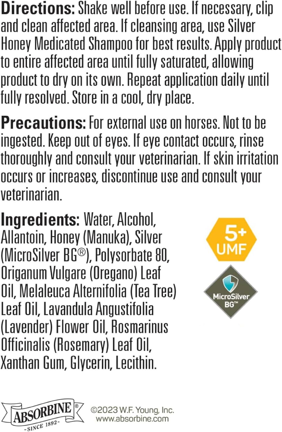 Absorbine Silver Honey Scratches Spray with RapidSorb Technology