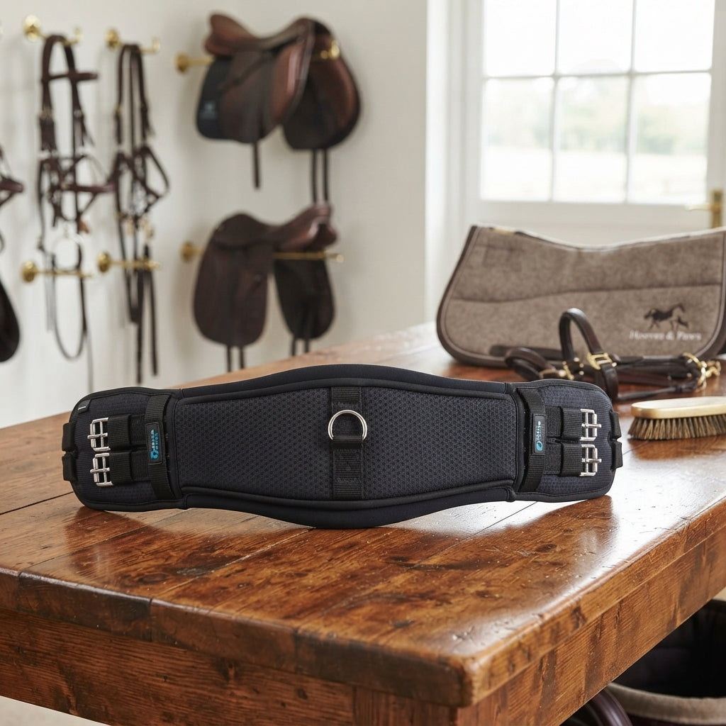 Lifestyle photo of Shires Arma Performance Dressage Girth - Contoured Breathable Horse Girth - Black - Multiple Sizes