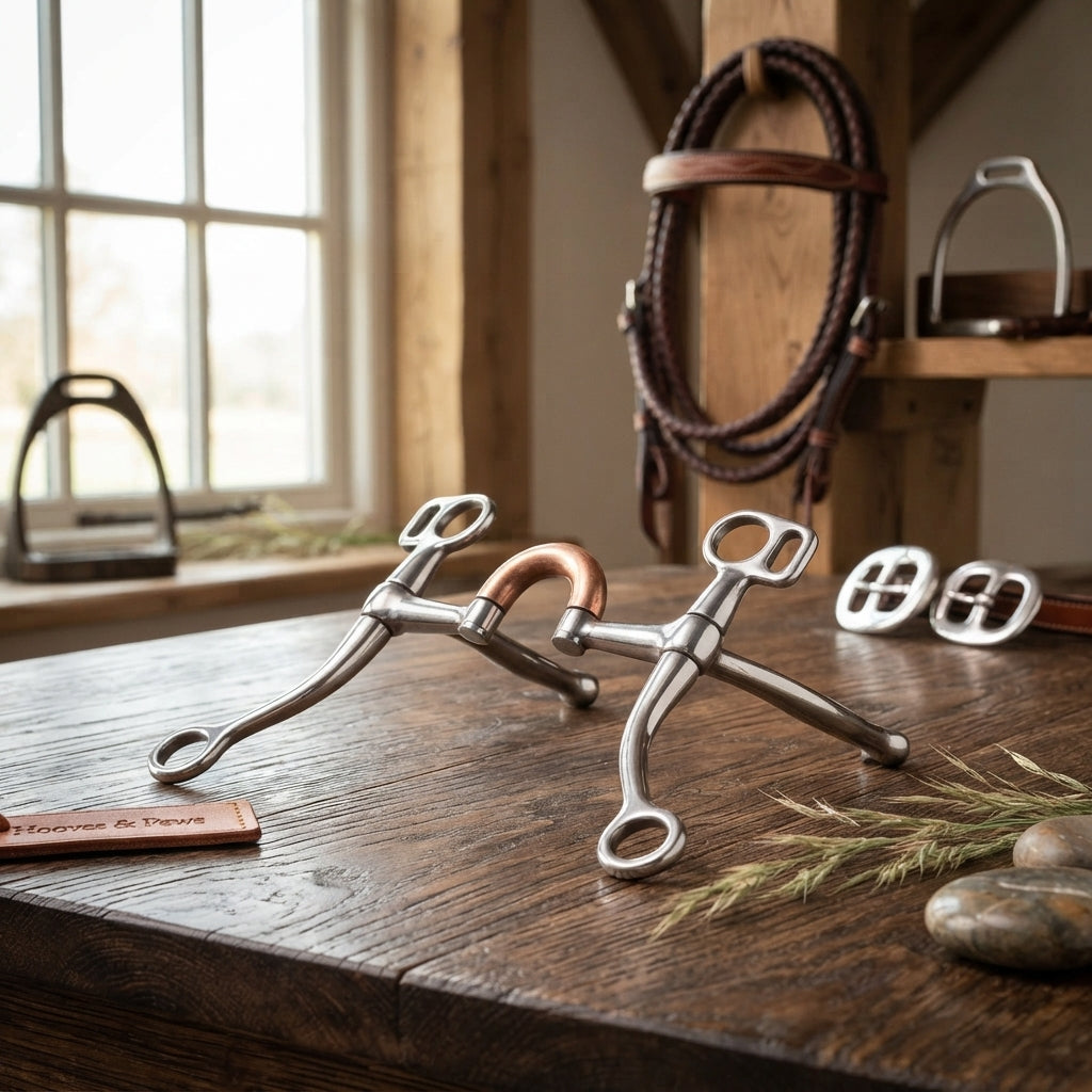 Lifestyle photo of Shires Stainless Steel Correction Port Bit with Copper Port - Western Horse Bit