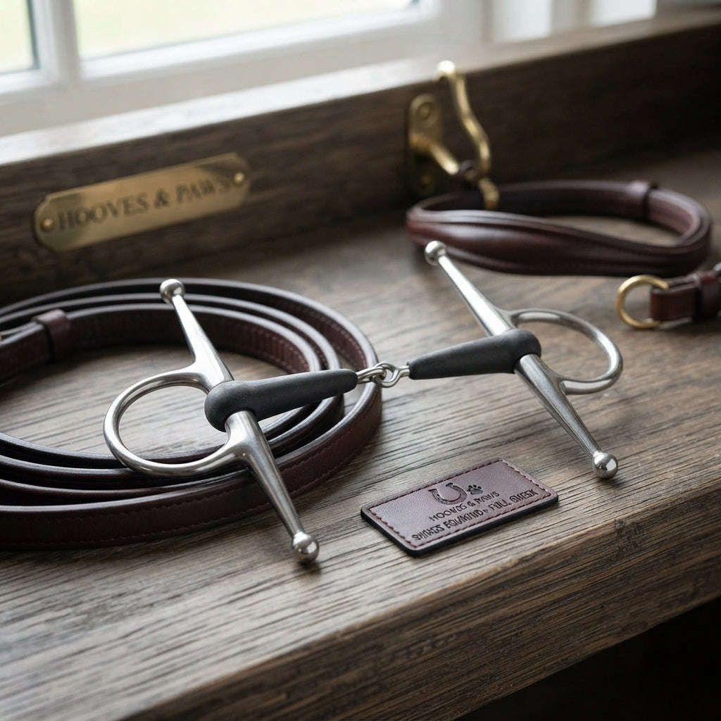 Lifestyle photo of Shires Equikind+ Full Cheek Jointed Horse Bit - Stainless Steel - Multiple Sizes