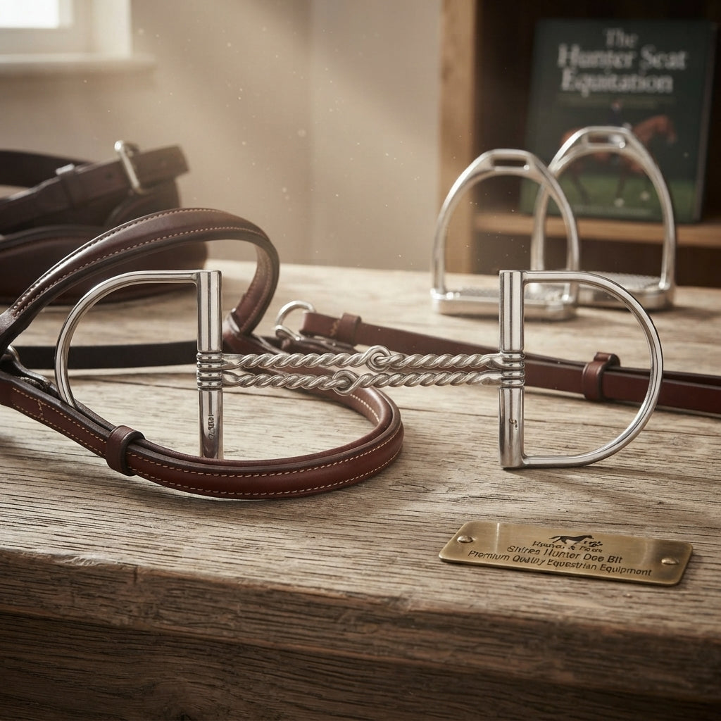 Lifestyle photo of Shires Hunter Dee Double Twisted Wire Stainless Steel Horse Bit - Multiple Sizes