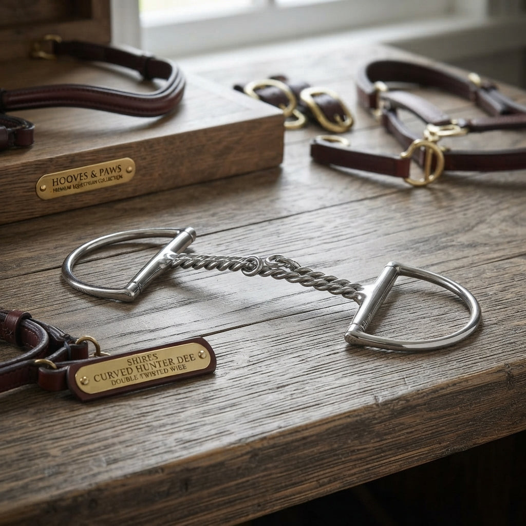 Lifestyle photo of Shires Curved Hunter Dee Double Twisted Wire Stainless Steel Horse Bit - Multiple Sizes