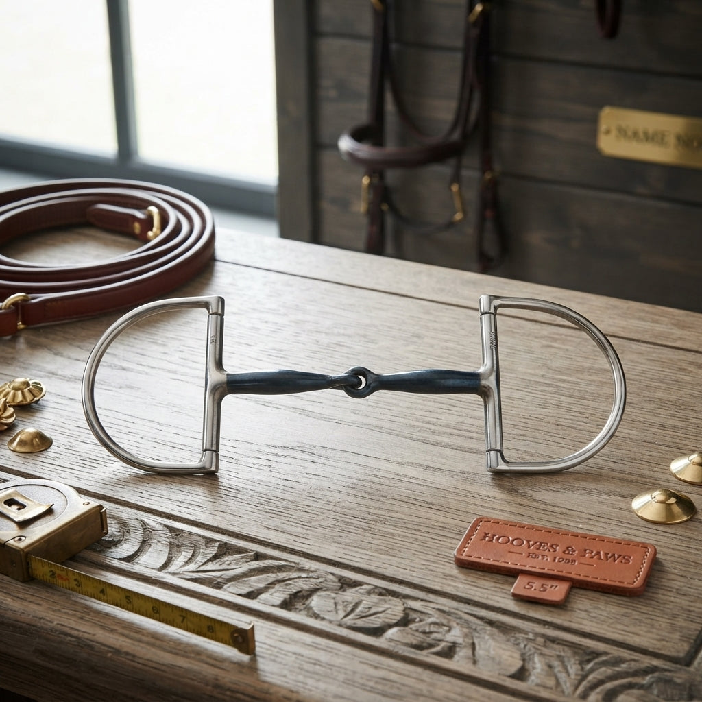 Lifestyle photo of Shires Blue Sweet Iron Hunter Dee Bit with Jointed Mouthpiece - Multiple Sizes