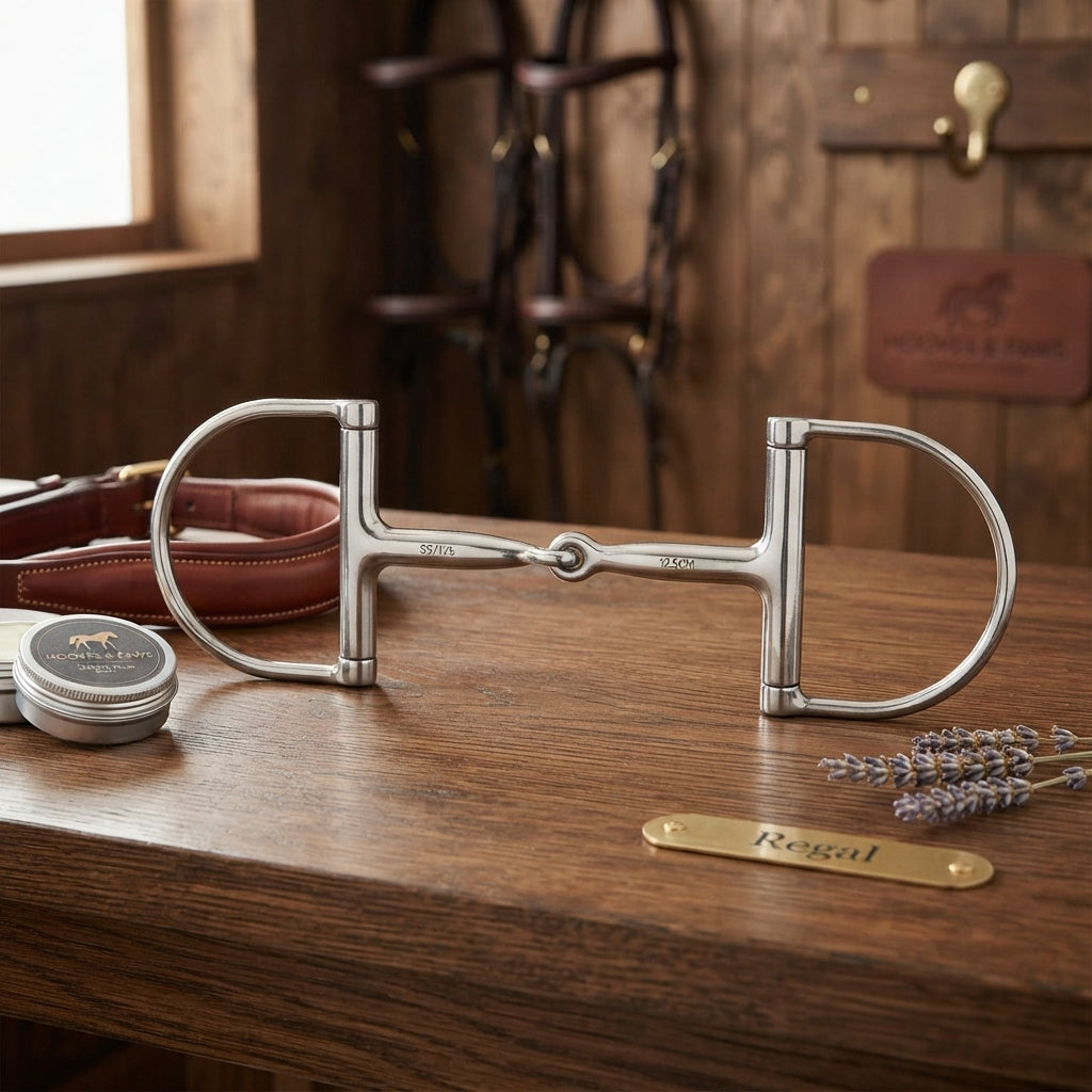 Lifestyle photo of Shires Hunter Dee Snaffle Bit - Stainless Steel English Horse Bit - Multiple Sizes