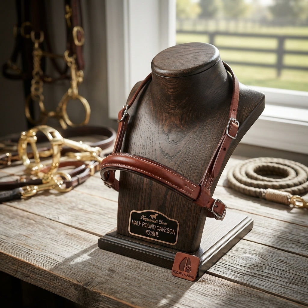 Lifestyle photo of Professional's Choice Half Round Caveson with Buckle 8028HL - Premium Hermann Oak Leather, Made in USA
