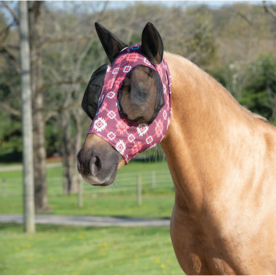 Weaver Leather Covered Ear Lycra Fly Mask, Large, Plaid Aztec (Sell out)